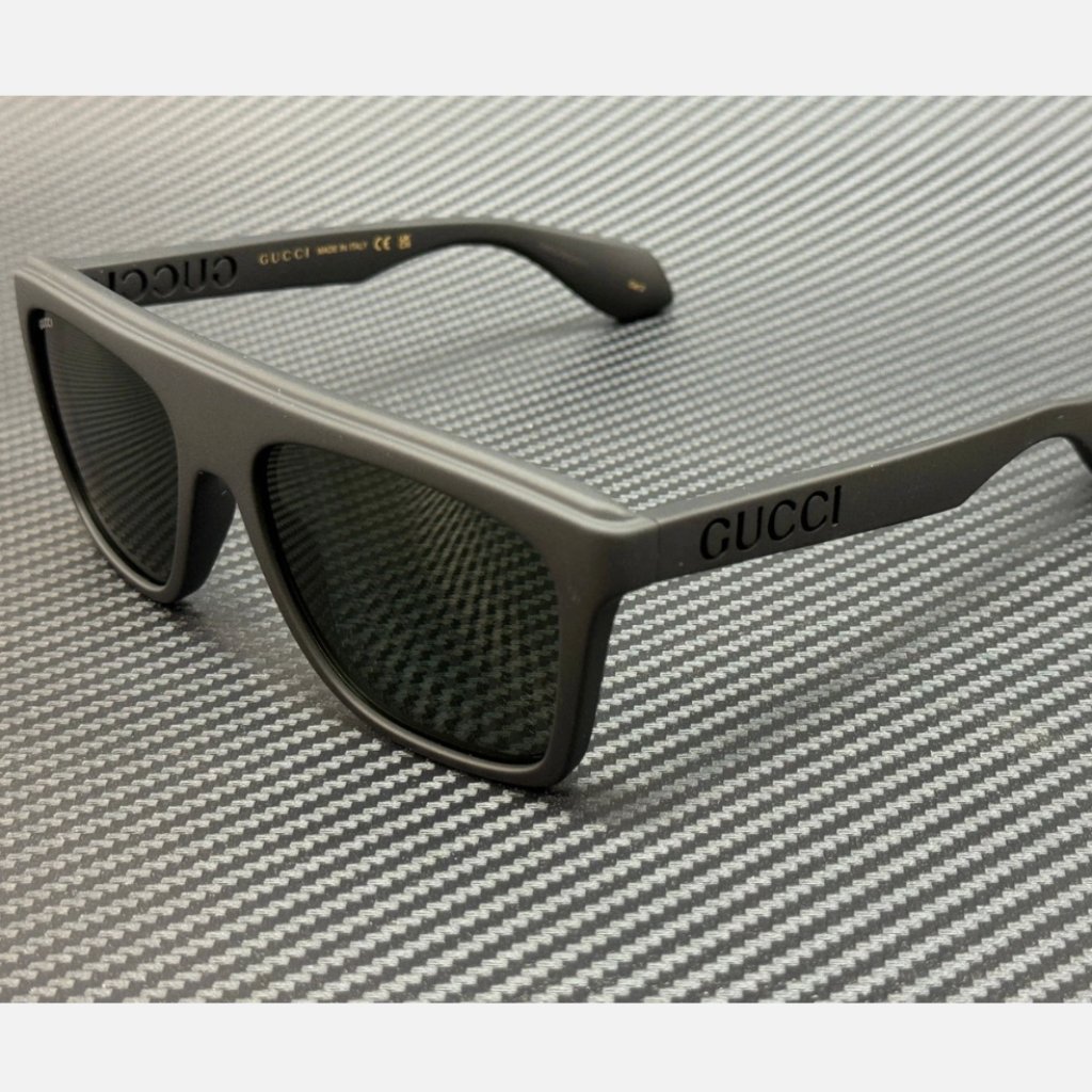 Gucci Matte Black Grey Men's Large 57 Mm Sunglasses